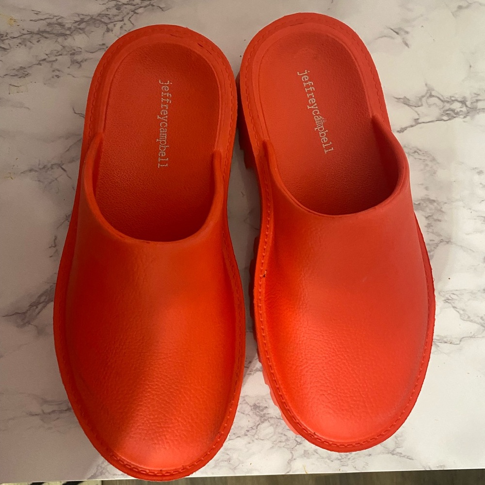 Jeffrey Campbell Bright Orange Slip-On Clogs